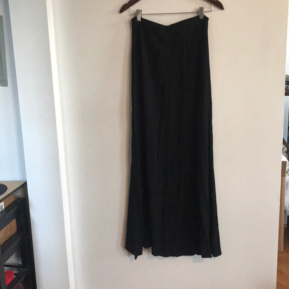High slit black maxi skirt reformation